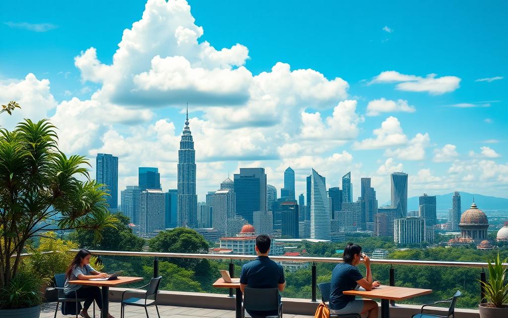 Kuala Lumpur skyline viewed from a campus district